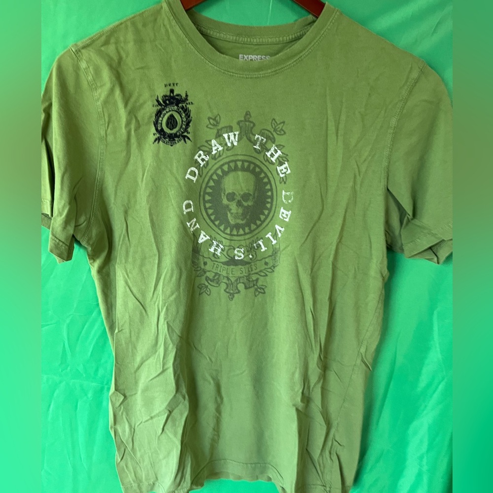 Express short sleeve t-shirt, green, size adult medium. Great used condition!